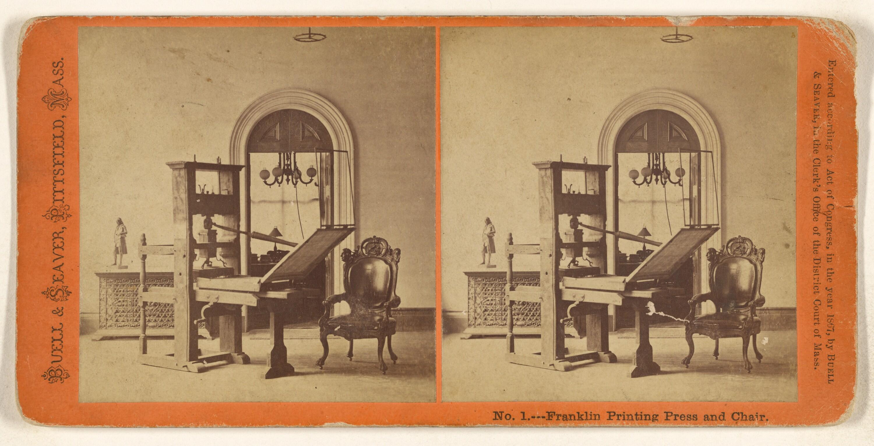Franklin Printing Press and Chair