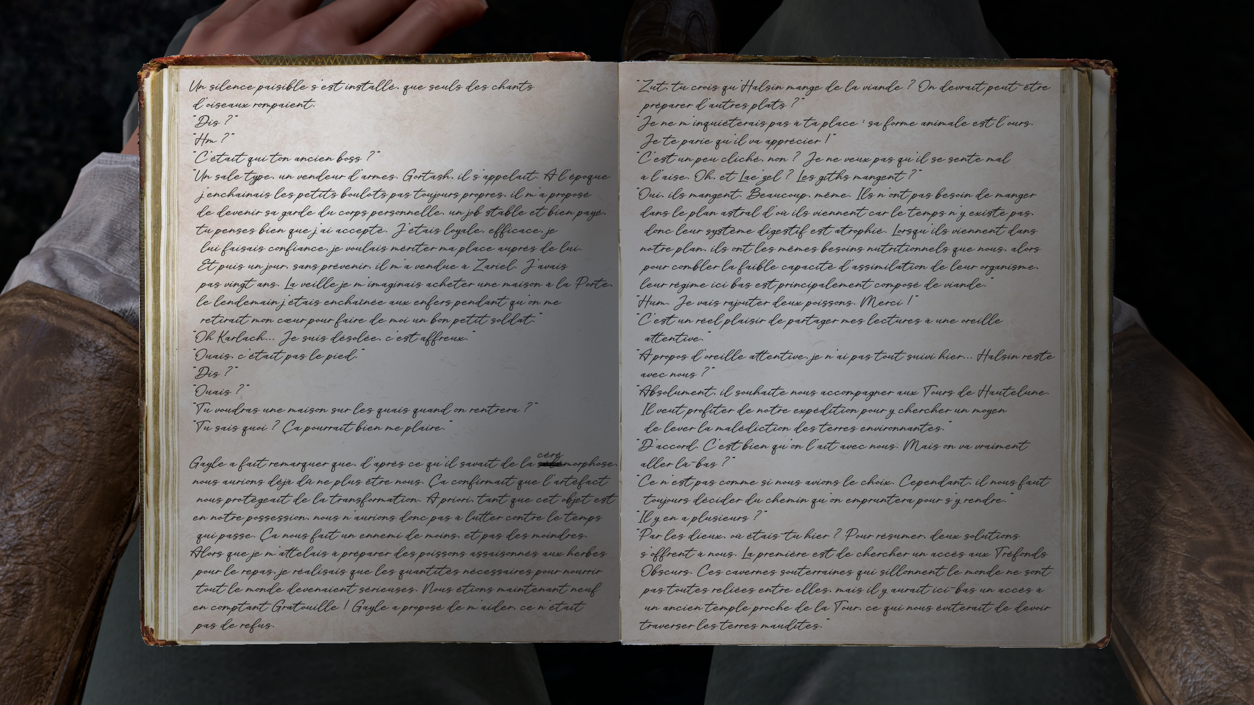 Deuxième page. Petite spécificité absente dans le texte qui suit, Mel a écrit "sélémorphose" puis a barré le mot pour écrire au-dessus "cérémorphose".