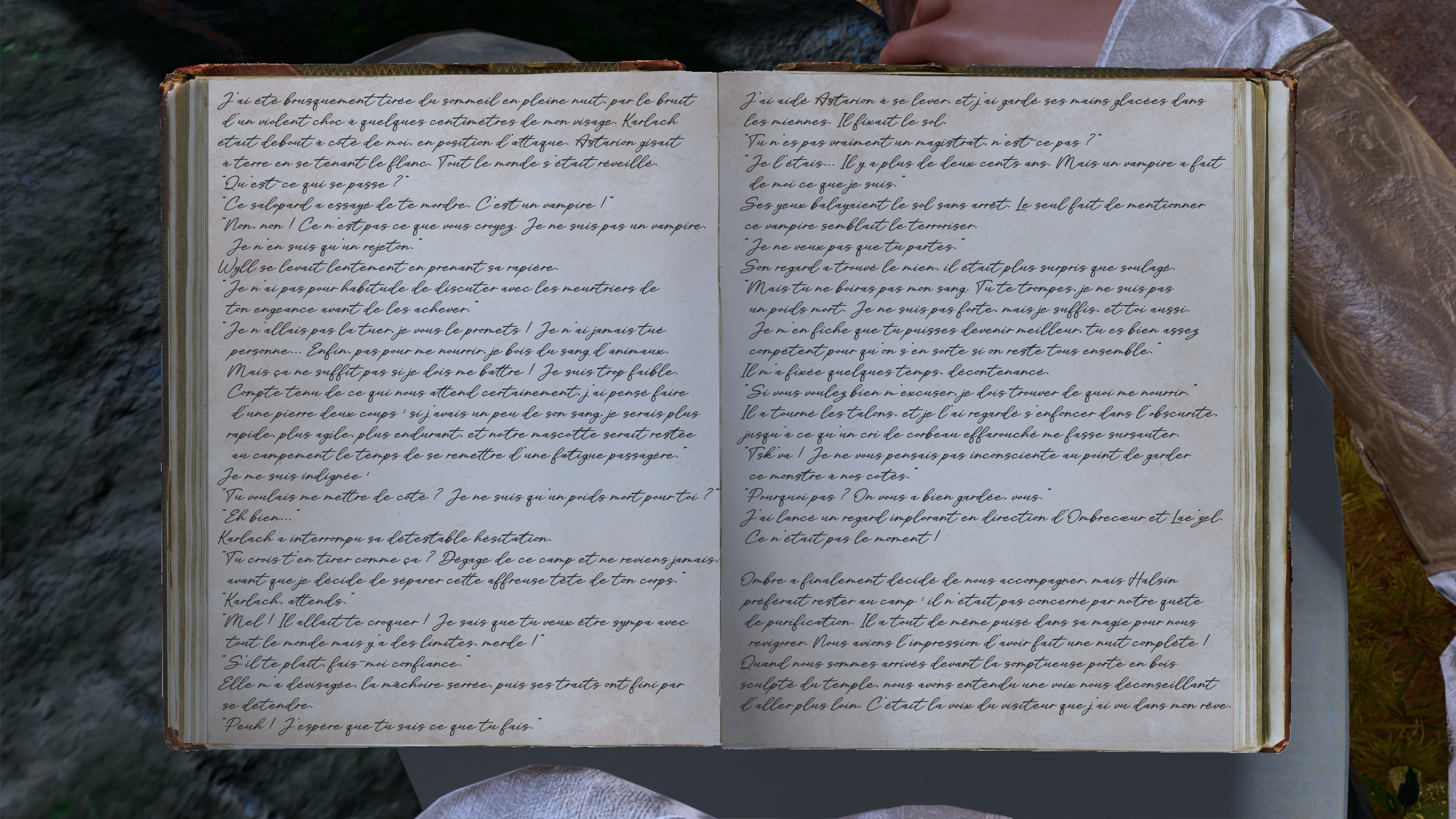 Première page sur cinq. Le journal est posé sur les genoux de Mel, éclairé par une lumière froide et distante.
