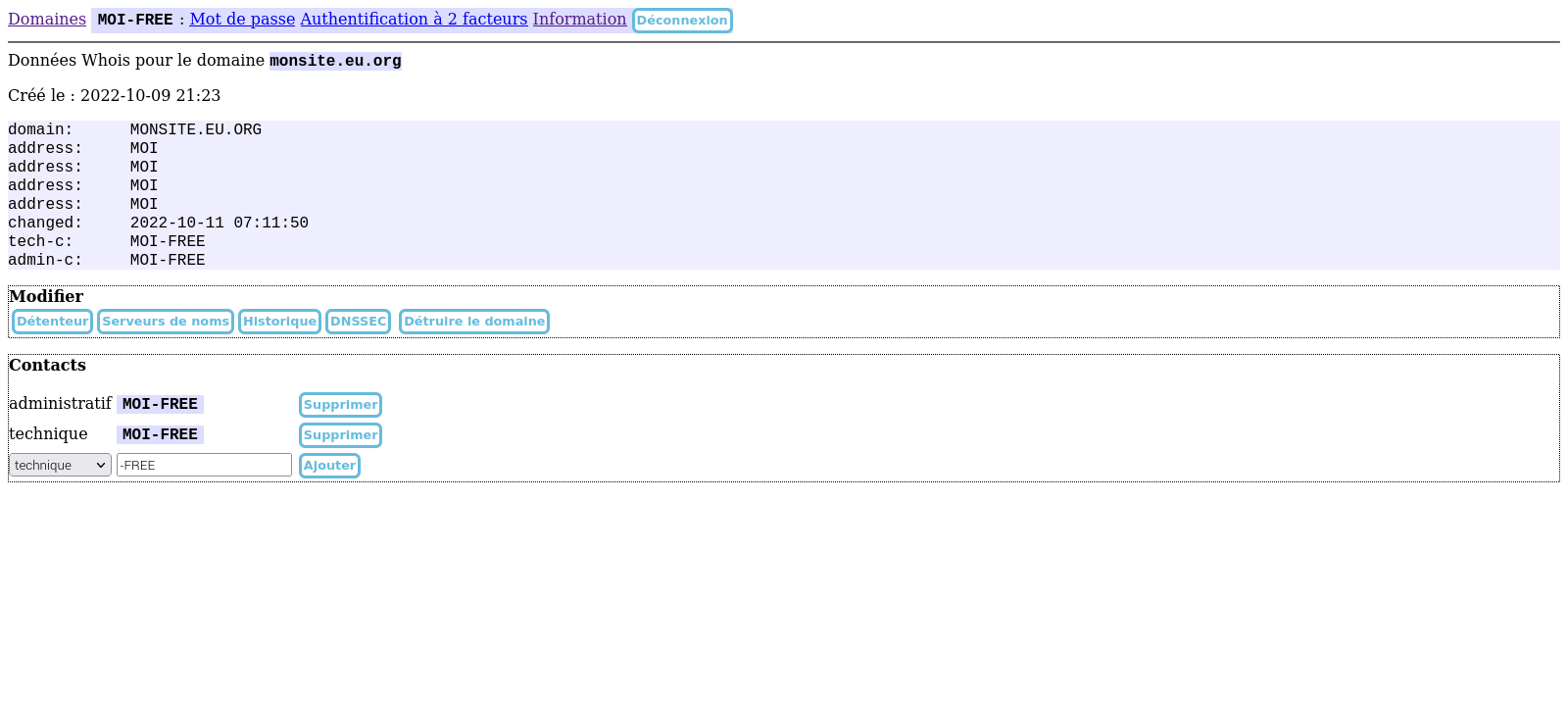 Modification de domaine eu.org