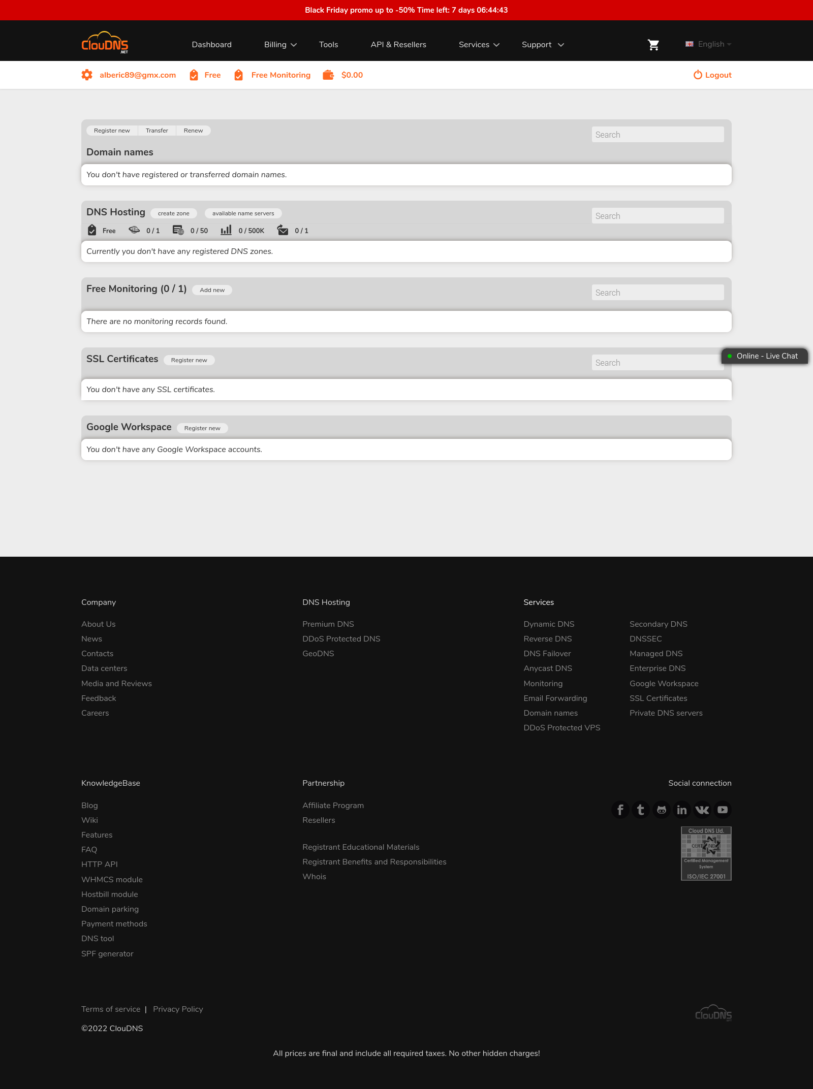 Interface ClouDNS