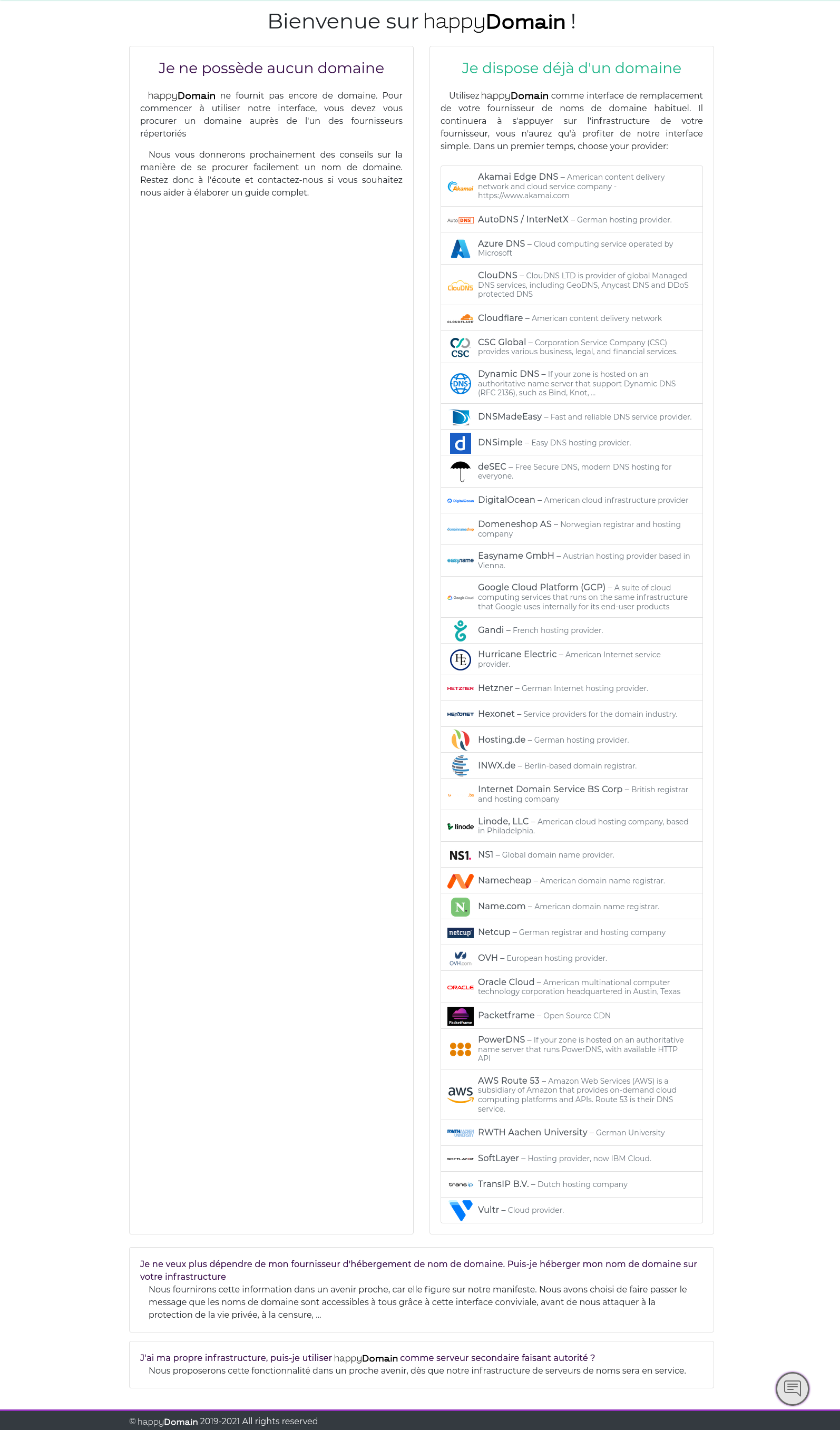 Interface happydomain
